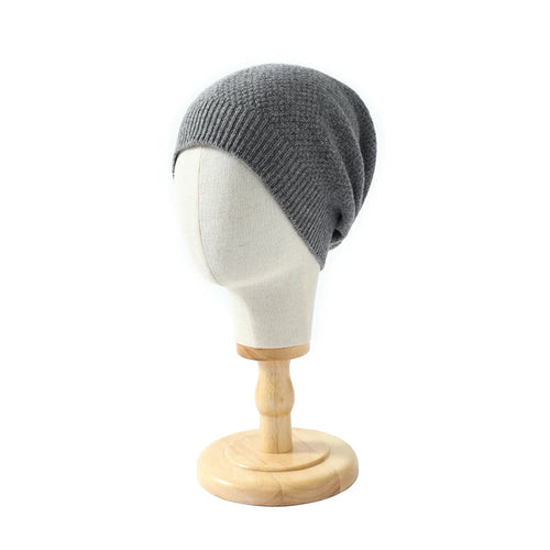 100% Wool Hat New Thickened Knitting Toque Autumn and Winter Woolen Hat Men and Women Pure Color All-Matching Warm Earflaps Cap